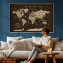 Customize Push Pin World Map Wall Art Canvas Print –