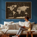 Customize Push Pin World Map Wall Art Canvas Print – by MyGreatCanvas | Canvas Wall Art Prints | Photo Prints & Wall Decor