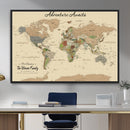 Personalized Push Pin Map with Pin Wall Art Canvas Print –