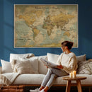 Customize Push Pin Vintage World Map Wall Art Canvas Print – by MyGreatCanvas | Canvas Wall Art Prints | Photo Prints & Wall Decor