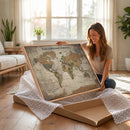 Personalized World Map Wall Art Canvas Print – Custom Push