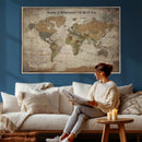 Personalized World Map Wall Art Canvas Print – Custom Push