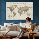 Push Pin World Map Canvas Print – Travel Tracker Wall Art