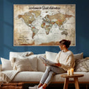 Personalized World Map Wall Art Canvas Print – Custom Push by MyGreatCanvas | Canvas Wall Art Prints | Photo Prints & Wall Decor