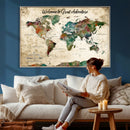 Grunge Personalized World Map Wall Art Canvas Print – Custom