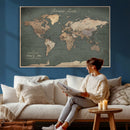 Personalized World Map Wall Art – Custom Framed Push Pin
