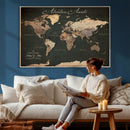 Custom Push Pin World Map Wall Art – Personalized Travel