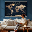 Custom Push Pin World Map Canvas Print – Custom Framed