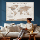 Personalized World Map Wall Art Canvas Print – Customizable