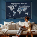 Framed Personalized World Map Custom Travel Memory Gift
