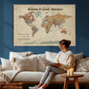 Personalized Push Pin World Map Canvas – Custom Framed