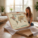 Personalized Push Pin World Map Canvas – Custom Framed