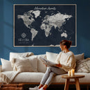 Personalized World Map Canvas – Custom Framed Push Pin