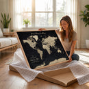 Framed Custom World Map Canvas Print – Custom Push Pin