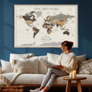 Personalized Travel Tracker Map with Pins Framed Large for by MyGreatCanvas | Canvas Wall Art Prints | Photo Prints & Wall Decor