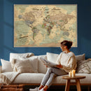Personalized World Map Canvas – Custom Framed Push Pin