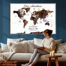 Personalized Vintage World Map Canvas – Custom Framed Push