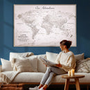Personalized Vintage World Map Canvas Print – Custom Push