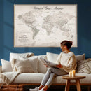Personalized World Map Canvas Print – Custom Push Pin Travel