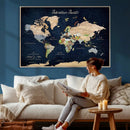 Personalized Antique World Map Canvas Print – Custom Push