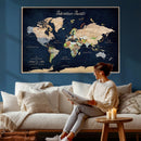 Personalized Antique World Map Canvas Print – Custom Push