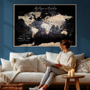 Personalize World Map Push Pin Wall Canvas Print –