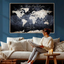 Custom Push Pin World Map Wall Canvas Print – Personalized
