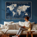 Custom Push Pin Travel Map Wall Art Canvas Print –