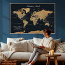 Personalized Family Travel Map Canvas – Custom Framed Push by MyGreatCanvas | Canvas Wall Art Prints | Photo Prints & Wall Decor