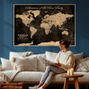 Personalized Family Adventure World Map – Custom Framed Push by MyGreatCanvas | Canvas Wall Art Prints | Photo Prints & Wall Decor