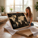 Personalized Push Pin World Map Canvas Print – Custom Framed