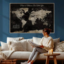Personalized Push Pin World Map Canvas – Custom Framed
