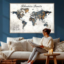 Custom Push Pin World Map Wall Art Canvas Print –