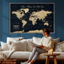 Personalized Push Pin World Map Canvas – Custom Framed