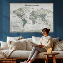 Personalized Push Pin World Map Canvas – Custom Framed