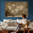 Personalized Push Pin World Map Canvas Print – Custom Framed