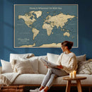 Personalized Push Pin World Map Canvas – Custom Framed