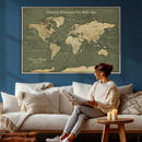 Personalized Push Pin World Map Canvas – Custom Framed