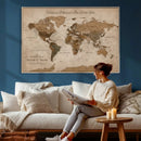 Personalized Push Pin World Map Canvas – Custom Framed