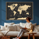 Personalized World Map Wall Art Canvas Print – Custom Push