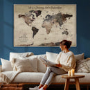Customize Push Pin World Map Wall Art Canvas Print –