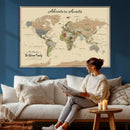 Custom Push Pin World Map Wall Art Canvas Print – Custom