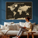 Custom Push Pin World Map Wall Art Canvas Print –