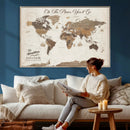 Personalized World Map Wall Art Canvas Print – Custom Push by MyGreatCanvas | Canvas Wall Art Prints | Photo Prints & Wall Decor