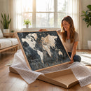 Personalized Framed World Map Wall Art Canvas – Custom Push
