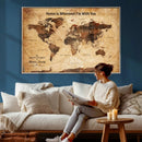 Custom Vintage World Map Canvas Wall Art – Custom Framed