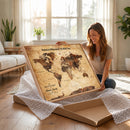 Custom Vintage World Map Canvas Wall Art – Custom Framed
