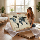 Personalize World Map Canvas Wall Art – Custom Framed Push