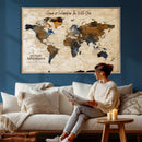Vintage Custom World Map Canvas Wall Art – Custom Framed