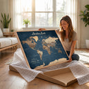 Personalized Vintage Push Pin World Map Canvas Print –